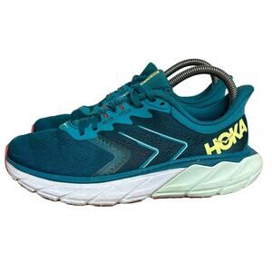 HOKA ONE ONE ARAHI 5 Womens Size 7.5 B Running Shoes Mosaic Blue Luminary Green